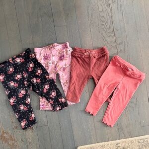 Floral and Solid Kids Leggings Set